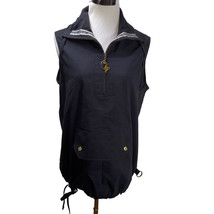 Vintage Baby Phat Cat Logo Oversized Half Zip Black Sleeveless Jacket Vest Light - £26.34 GBP
