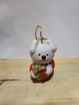 Christmas Ornament Jasco Porcelain Bunny Present Red Coat  2.5” Viintage - £7.59 GBP
