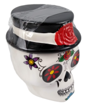 SUGAR SKULL Day Of The Dead COOKIE JAR Dia De Los Muertos Candy CANISTER... - $29.95