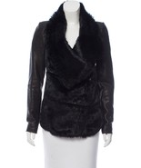 Helmut Lang Flux Fur &amp; Leather Coat Jacket Black P XS $1895 - $7,502.86 MXN