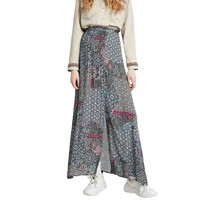 Desigual Icarus Print Button-Front Maxi Skirt Floral Bohemian Size 4 New - $56.99