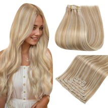 Easyouth Clip in Hair Extensions Real Human Hair Blonde Remy 7 Piece Hig... - £61.05 GBP