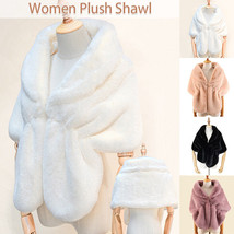 Women Winter Faux Rex Rabbit Fur Cape Bridal Gown Shrug Scarf for Evenin... - £18.53 GBP