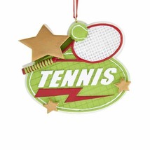Green Tennis Raquet and  Ball Christmas Ornament  Gift Team - £7.44 GBP