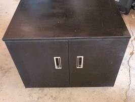 VTG Metal OFfice Printer Cabinet Stand Black Rolling On Wheels Classic - $34.99