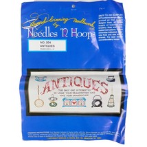 VTG Needles N Hoops Antiques Sign Cross Stitch Kit 19&quot; 204 - $19.99