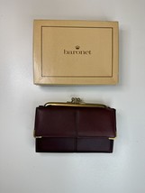 New Vintage Baronet Wallet Leather Kiss Lock Brown - $26.17