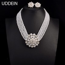 UDDEIN Newest Wedding Bride Necklace Sets Multi-layer Imitation  Chain Big Flowe - £26.29 GBP