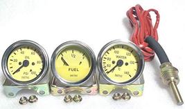 Smiths Replica Kit- Temp + Oil + Fuel Gauges yellow face with chrome bezel - $48.51