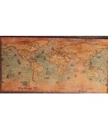 Vintage ~ THE WORLD MAP ~ Matte Brown Paper ~ Poster Size ~ 39.25" x 19.75" - $28.00