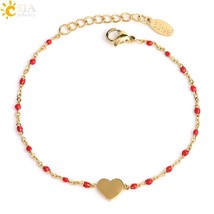 CSJA Stainless Steel Bracelets for Women Miyuki Bracelet Gold-color Link Chain L - £9.15 GBP