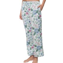 Soma Medium Satin Sleep Pants Charming Floral Icy Blue - £14.19 GBP