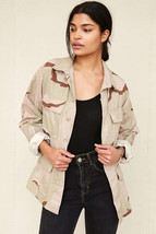 Vintage 1990s Women&#39;s US army desert oversized camouflage jacket coat military  - £15.98 GBP