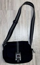 Lotus Buckle Down Seatbelt Purse Handbag Crossbody Bag Black Canvas READ - $14.69