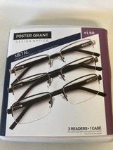 Design Optics Foster Grant Metal Semi-Rimless Rectangular +1.50 Reading Glasses - £12.49 GBP