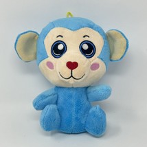 Classic Toy Blue Monkey Plush Stuffed Animal Embroidered Eyes 6 Inch Toy Heart - $9.87
