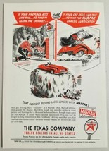 1950 Print Ad Texaco Marfak Lubrication Chimney Fire & Crazy Driver Cartoon - $11.68