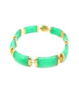 Authenticity Guarantee 
Green Jade and 14K Yellow Gold Link Bracelet - $4,452.19 CAD