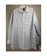 Jos A Banks Traveler Mens Cotton Striped Blue Dress Shirt Preppy Size 17... - $24.95