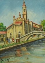 Francesco Grassi (1940) – “Milano San Cristoforo” – Hand-Signed Oil on C... - $900.00