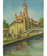 Francesco Grassi (1940) – “Milano San Cristoforo” – Hand-Signed Oil on C... - $900.00