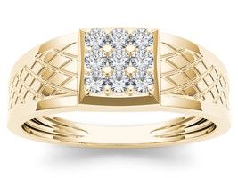 Authenticity Guarantee 
10K Yellow Gold 0.33Ct Diamond Men&#39;s Cluster Wed... - £523.30 GBP