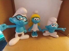 Smurfs Lost Village Burger King Toy Brainy Smurf, Smurfette and Hefty Smurf - £5.98 GBP