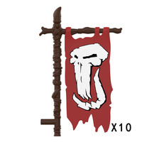 10pcs Red Orc Skull Flags for Medieval or Fantasy Builds - $122.97 MXN