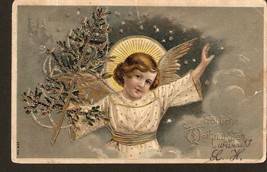 Postcard merry christmas happy new year angel angel fir posted in 1907 vindav... - £15.50 GBP