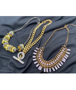 Lot of three costume necklaces all large bold pieces gorgeous gold tone ... - £8.89 GBP