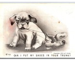 Artist Signed V Colby Puppy Pug Put My Shoes In Your Trunk UNP DB Postca... - $4.90