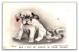 Artist Signed V Colby Puppy Pug Put My Shoes In Your Trunk UNP DB Postca... - £3.92 GBP