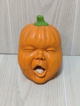 Halloween baby human face pumpkin jack o lantern ceramic pottery hand painted - £15.91 GBP