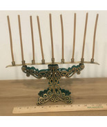 Vtg Menorah Vintage Brass Candle Holder RARE 9 branches Made In Israel - $117.60
