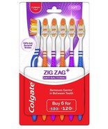 Colgate ZigZag Toothbrush Pack of 6 Manual Toothbrushes Assorted Colors ... - £7.10 GBP
