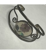 Vintage Cuff  Bracelet Alpaca Mexico Silver Abalone Mother of Pearl Shel... - $23.38