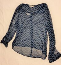 LIBERTY LOVE WOMENS SIZE 2XL Chevron ROLL TAB 3/4 SLEEVE TUNIC TOP SPLIT... - $16.82