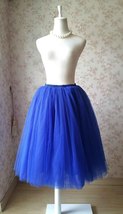 Cobalt Blue Tulle Midi Skirt Outfit Women Custom Plus Size Tulle Tutu Skirt image 3