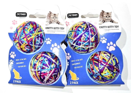 2 Packs Of 2 Petdom Knitty Kitty Toy Yarn Ball Safe Cat Toy Toss Bat Chase - £20.29 GBP