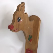 Vtg Rudolph Reindeer Wall Art Plaque Hand Made Wood Folk Art Noel Christmas - £19.74 GBP