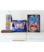 5D Diamond Painting Butterfly Purse with chain, Purple Beaded Bookmark a... - $15.99