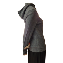 Michael Kors Pullover Hoodie Top Cotton Womens Medium Gray Stripes Hooded - $257.79 MXN
