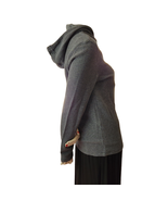 Michael Kors Pullover Hoodie Top Cotton Womens Medium Gray Stripes Hooded - $257.79 MXN