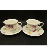 Delton cups and saucers England floral roses petals borders [95M] - $1,032.07 MXN