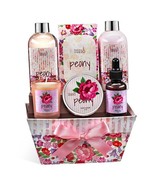 Peony Floral Spa Basket – 7-Piece Bath and Body Gift Set for Women with ... - $29.99
