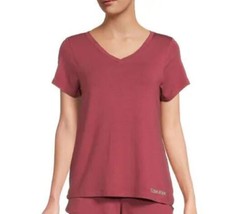 Calvin Klein Womens 1-Piece Logo Pajama Top,Size Medium,Raspberry - $38.70