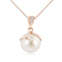 ANGARA South Sea Pearl Spiral Pendant with Diamonds 14K Solid Gold (AAAA, 9mm) - $2,029.00