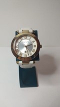 Escape, Japan Ladies Watch Silvertone Two-Tone Face genuine leather band - $4.74