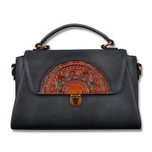 Genuine Leather Messenger Top Handle Bag Handbag For Women Retro Totem Pattern E - £112.62 GBP