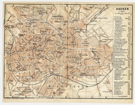 1925 Vintage Map Of Aachen AIX-LA-CHAPELLE North RHINELAND-WESTPHALIA Germany - £21.11 GBP